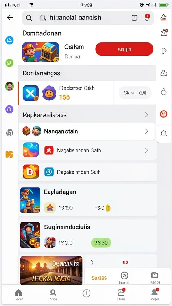 Beragam pilihan permainan yang siap dimainkan.