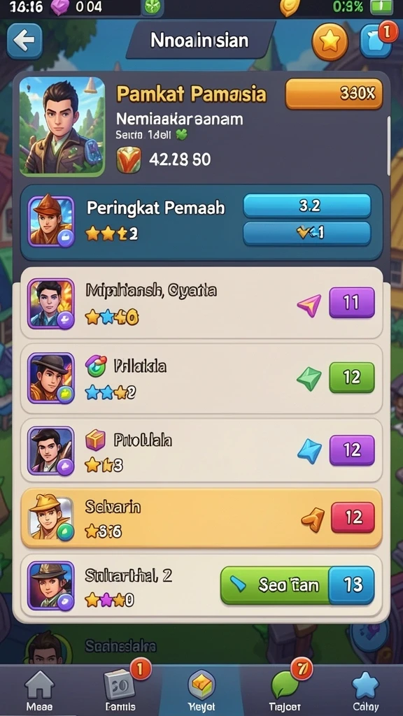 Fitur leaderboard untuk bersaing dengan pemain lain.